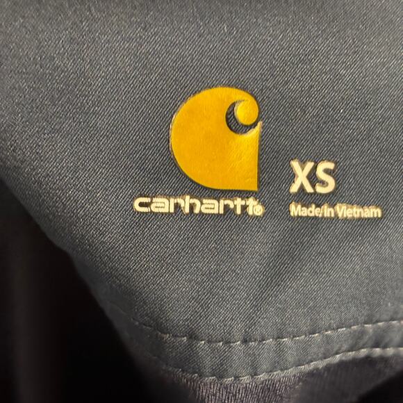 Carhartt Navy Blue Scrub Top Double Pocket X Small Nurse Hospital Work - Picture 4 of 6